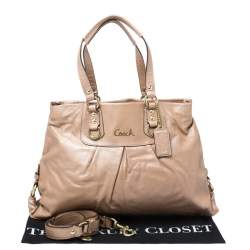 Pre Owned Coach Beige Leather Ashley Satchel