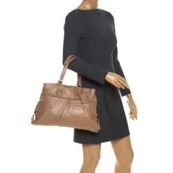 Pre Owned Coach Beige Leather Ashley Satchel