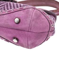 Pre Owned Coach Multicolor Wool/Nubuck and Leather Flap Satchel