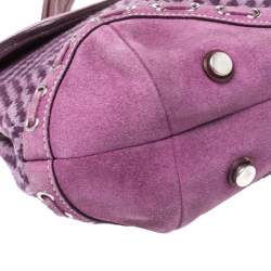 Pre Owned Coach Multicolor Wool/Nubuck and Leather Flap Satchel
