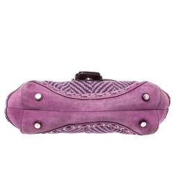 Pre Owned Coach Multicolor Wool/Nubuck and Leather Flap Satchel