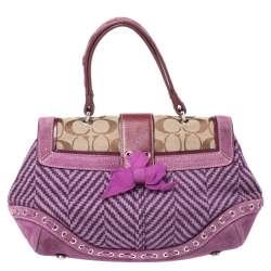 Pre Owned Coach Multicolor Wool/Nubuck and Leather Flap Satchel