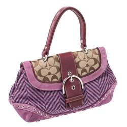 Pre Owned Coach Multicolor Wool/Nubuck and Leather Flap Satchel