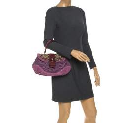 Pre Owned Coach Multicolor Wool/Nubuck and Leather Flap Satchel
