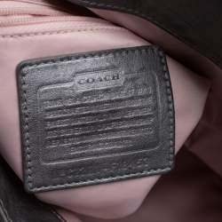 Pre Owned Coach Grey Signature Satin and Leather Top Handle Bag
