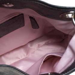Pre Owned Coach Grey Signature Satin and Leather Top Handle Bag