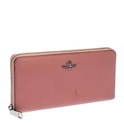 Coach Pink Leather Zip Around Wallet