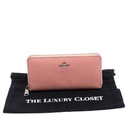 Coach Pink Leather Zip Around Wallet