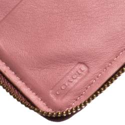 Coach Rose Pink Leather Small Zip Around Wallet