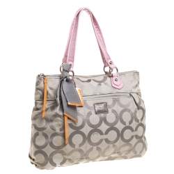 Coach Grey Signature Canvas Poppy Glam Tote
