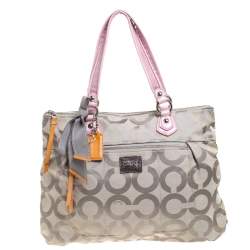 Coach Grey Signature Canvas Poppy Glam Tote