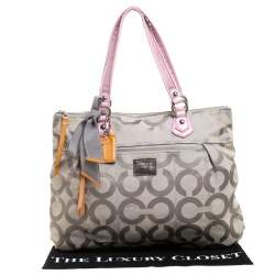 Coach Grey Signature Canvas Poppy Glam Tote