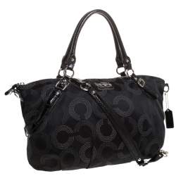 Pre Owned حقيبة كوتش قماش أسود بالشعار بيد علوية