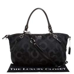 Pre Owned حقيبة كوتش قماش أسود بالشعار بيد علوية