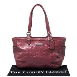 Pre Owned Coach Pink Monogram Patent Leather Tote
