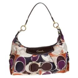 Pre Owned Coach Multicolor Signature Satin Ashley Satchel