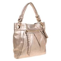 Pre Owned Coach Metallic Rose Gold Leather Parker Hobo