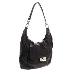 Coach Black Leather Front Pocket w/Turn Lock Hobo