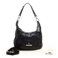 Coach Black Leather Front Pocket w/Turn Lock Hobo