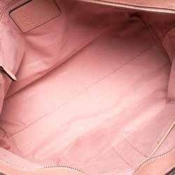 Pre Owned Coach Pink Leather Turnlock Shopper Tote