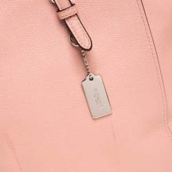 Pre Owned Coach Pink Leather Turnlock Shopper Tote
