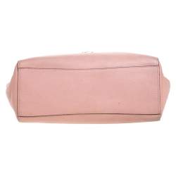 Pre Owned Coach Pink Leather Turnlock Shopper Tote