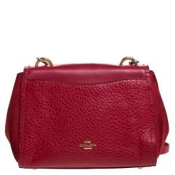 Pre Owned Coach Red Leather Turnlock Shoulder Bag