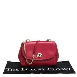 Pre Owned Coach Red Leather Turnlock Shoulder Bag