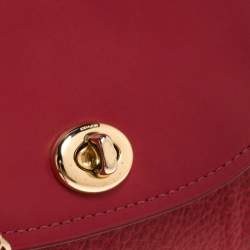 Pre Owned Coach Red Leather Turnlock Shoulder Bag