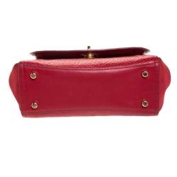 Pre Owned Coach Red Leather Turnlock Shoulder Bag
