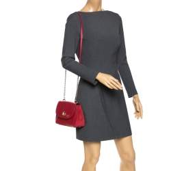 Pre Owned Coach Red Leather Turnlock Shoulder Bag