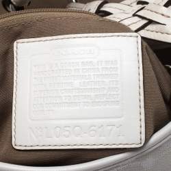 Pre Owned Coach White Signature Canvas and Leather Shoulder Bag