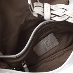 Pre Owned Coach White Signature Canvas and Leather Shoulder Bag