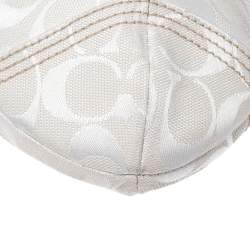 Pre Owned Coach White Signature Canvas and Leather Shoulder Bag