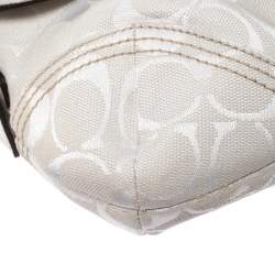Pre Owned Coach White Signature Canvas and Leather Shoulder Bag