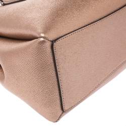 Pre Owned Coach Metallic Rose Gold Leather Mini Christie Carryall Satchel