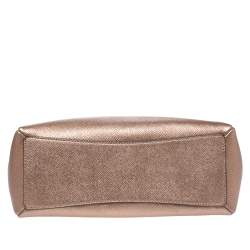 Pre Owned Coach Metallic Rose Gold Leather Mini Christie Carryall Satchel