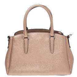 Pre Owned Coach Metallic Rose Gold Leather Mini Christie Carryall Satchel