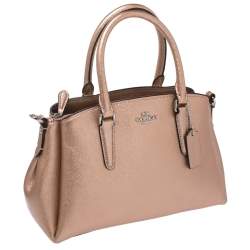 Pre Owned Coach Metallic Rose Gold Leather Mini Christie Carryall Satchel