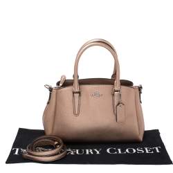 Pre Owned Coach Metallic Rose Gold Leather Mini Christie Carryall Satchel