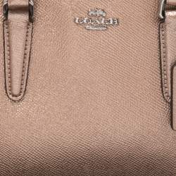 Pre Owned Coach Metallic Rose Gold Leather Mini Christie Carryall Satchel