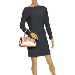 Pre Owned Coach Metallic Rose Gold Leather Mini Christie Carryall Satchel