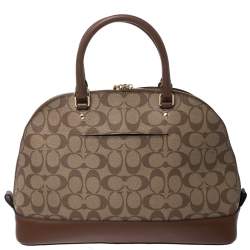 Pre Owned حقيبة كوتش سيرا كانفاس مقوى وجلد بنية