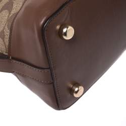 Pre Owned حقيبة كوتش سيرا كانفاس مقوى وجلد بنية