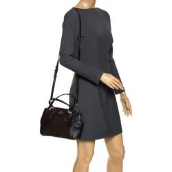 Coach Dark Brown Coated Canvas Mini Christie Carryall Satchel