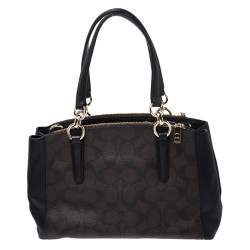 Coach Dark Brown Coated Canvas Mini Christie Carryall Satchel