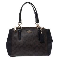 Coach Dark Brown Coated Canvas Mini Christie Carryall Satchel