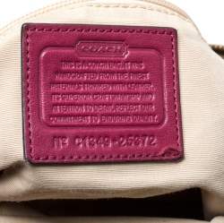 Pre Owned Coach Beige/Burgundy Canvas and Leather Front Pocket Hobo