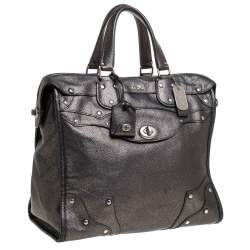 Coach Metallic Black Leather Mercer Satchel