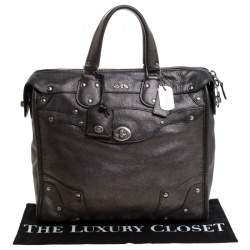 Coach Metallic Black Leather Mercer Satchel